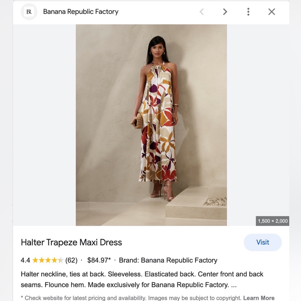 HALTER TRAPEZE MAXI DRESS Banana Republic